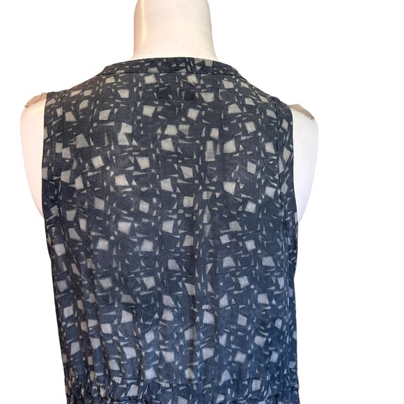 Biya by Johnny Was Blue & Beige Silk Tank Shift Dress w/Pockets sz S - Picture 4 of 8